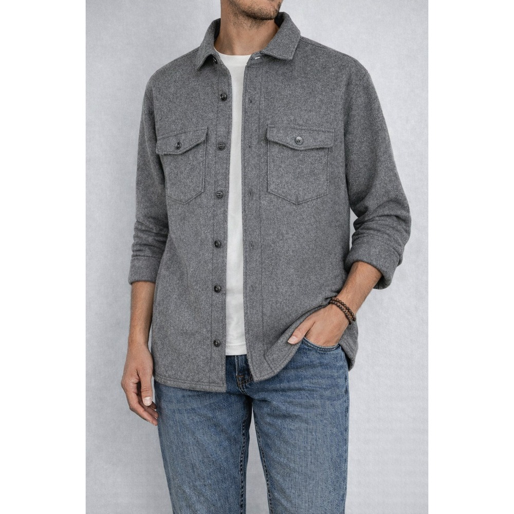 Goodfellow & Co Men's Charcoal Gray Fleece Jacket Button Up Front Sz Med Warm